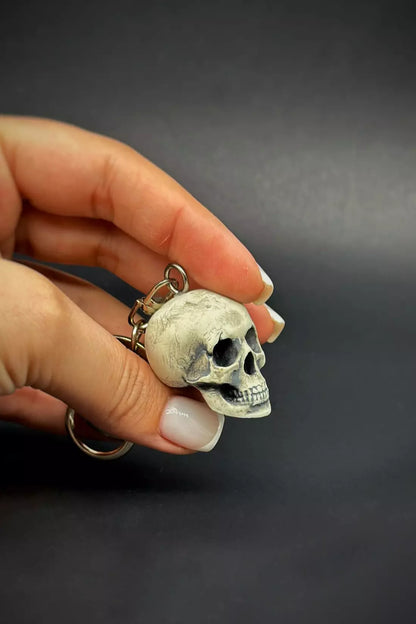 Handmade Anatomical Human Skull 3D Key Chain, a detailed and unique accessory for keys or bags,  gothic charm made by ioArtStudio