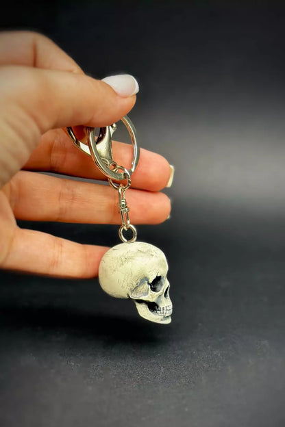 Handmade Anatomical Human Skull 3D Key Chain, a detailed and unique accessory for keys or bags,  gothic charm made by ioArtStudio