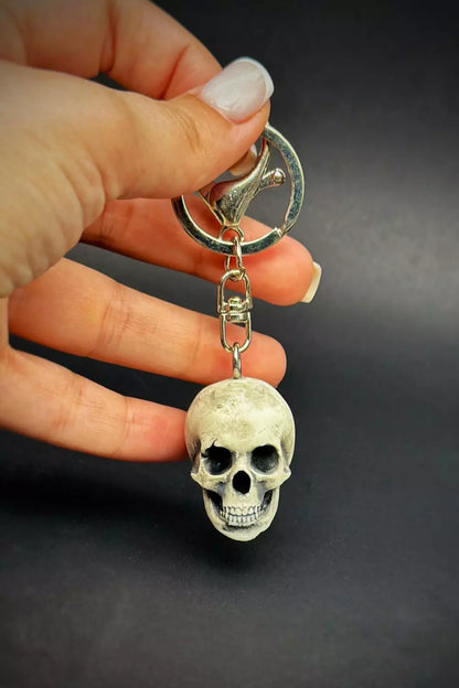 Handmade Anatomical Human Skull 3D Key Chain, a detailed and unique accessory for keys or bags,  gothic charm made by ioArtStudio