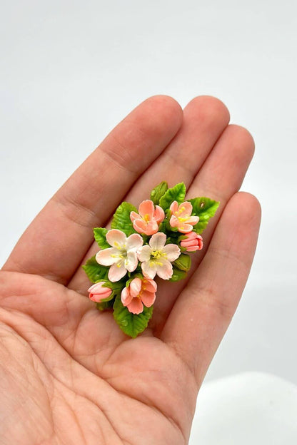 Apple Blossom Flower Brooch Pin - ioArtStudio