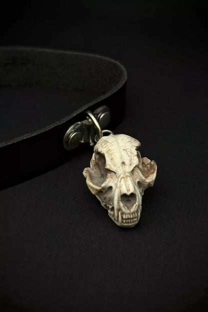 Cat Skeleton Faux Leather Choker Collar made by Polymer clay - ioArtStudio