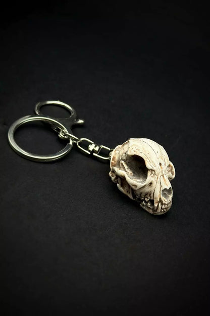 Detailed cat skull key chain for your keys or backpack handmade by polymer clay - ioArtStudio