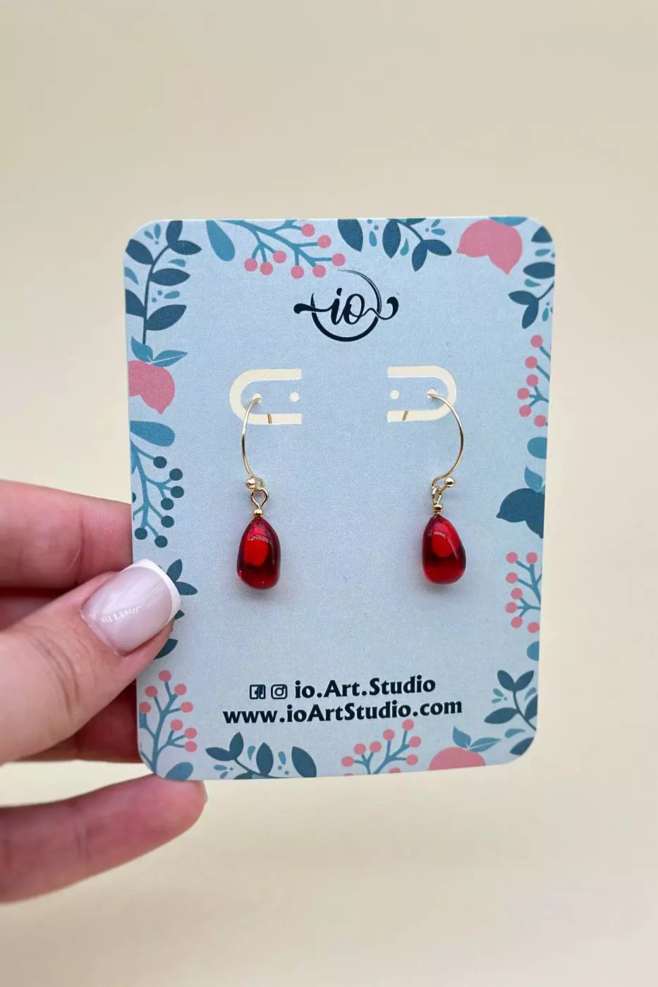 Pomegranate Arils Earrings for Women ,  Handmade resin earrings,  Wearable Artwork by ioArtStudio