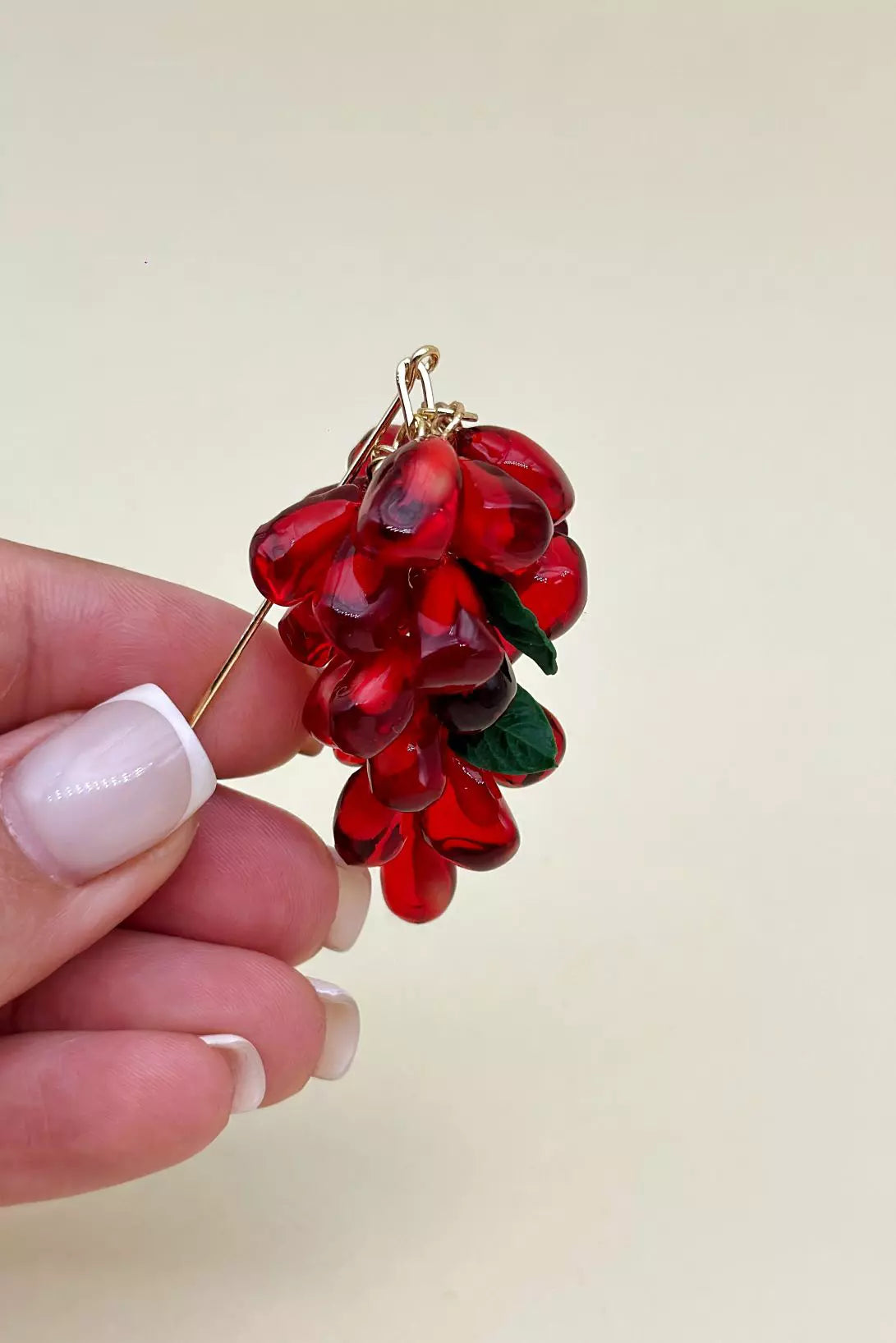 Pomegranate Arils Stick Pin crafted from polymer clay and epoxy by ioArtStudio