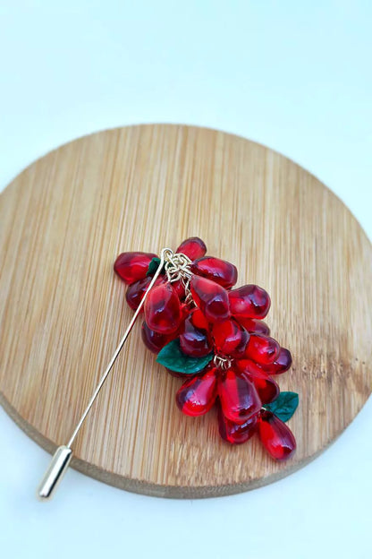 Pomegranate Arils Stick Pin crafted from polymer clay and epoxy by ioArtStudio