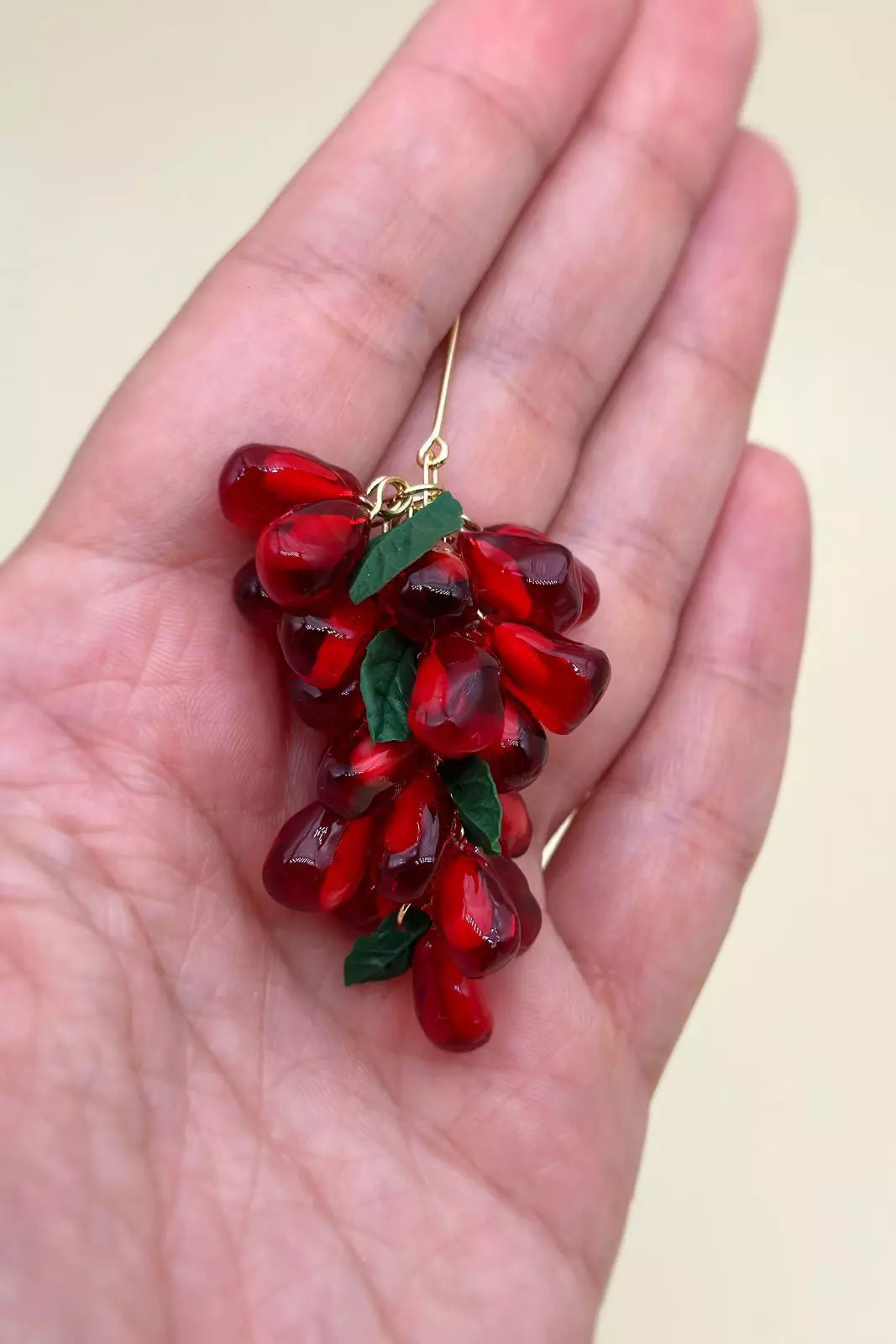 Pomegranate Arils Stick Pin crafted from polymer clay and epoxy by ioArtStudio