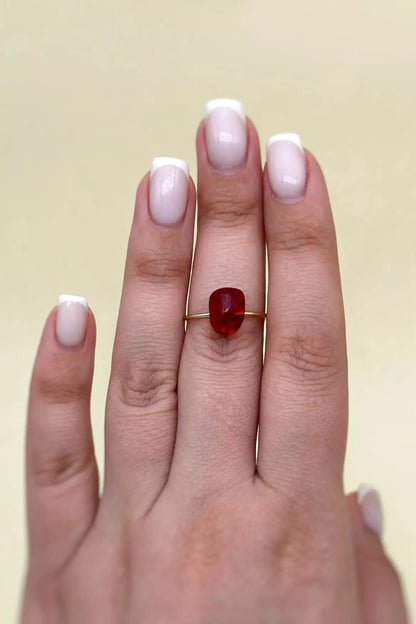 Pomegranate Rings Set featuring one ring with a pomegranate seed and another with a whole pomegranate by ioArtStudio