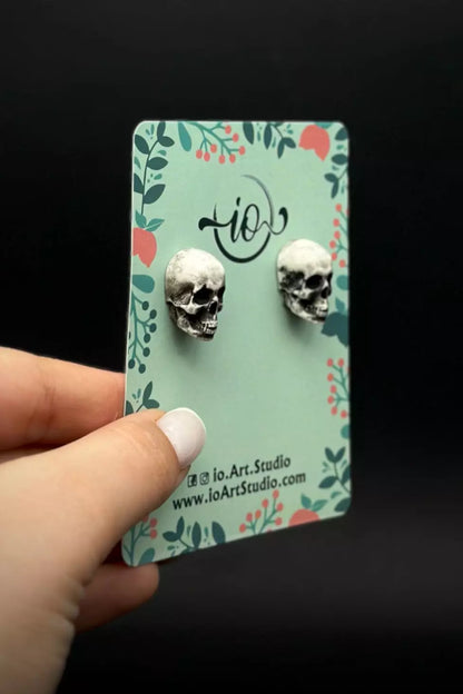 Handmade Skull Earrings by ioArtStudio, featuring wearable skull art