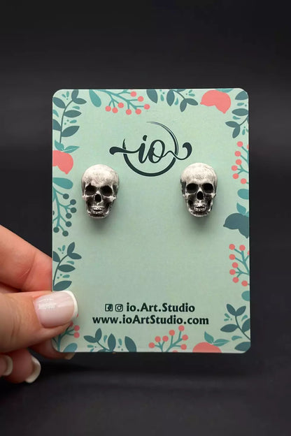 Handmade Skull Earrings by ioArtStudio, featuring wearable skull art