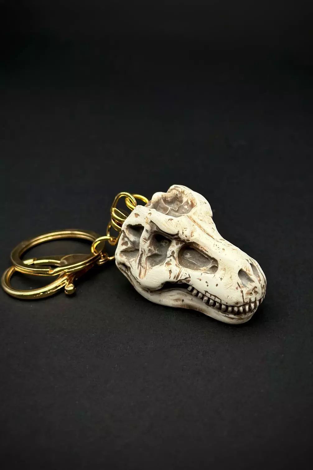 T Rex Skull Key Ring for your keys or backpack handmade by polymer clay - ioArtStudio