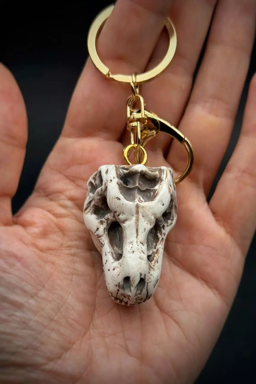 T Rex Skull Key Ring for your keys or backpack handmade by polymer clay - ioArtStudio