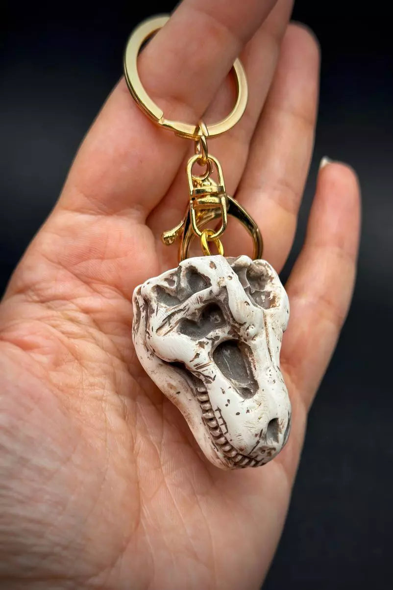 T Rex Skull Key Ring for your keys or backpack handmade by polymer clay - ioArtStudio